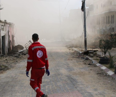 The Palestinian Red Crescent condemns the targeting of Al-Amal Hospital by the occupation forces and calls on the international community to provide urgent protection for the hospital
